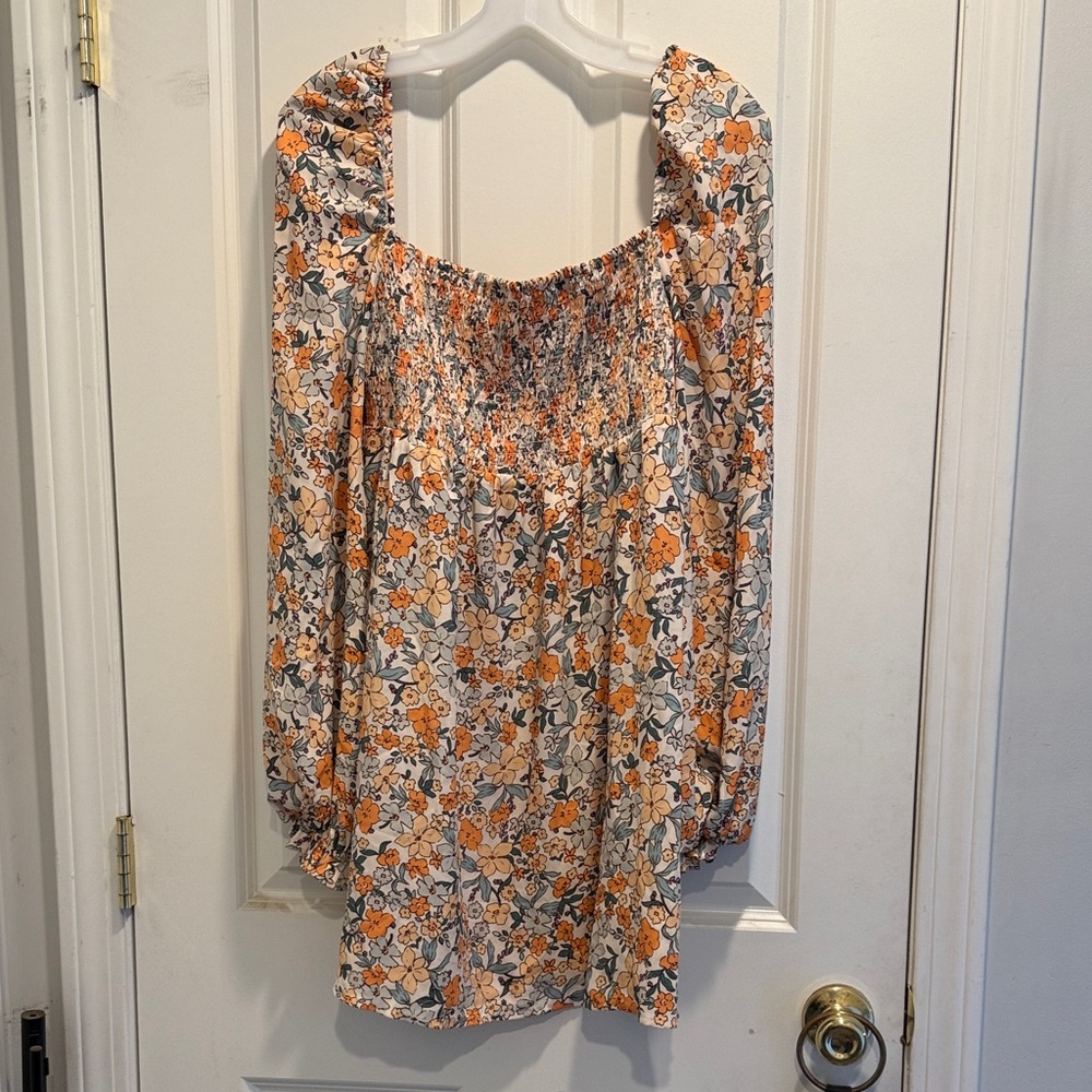 Cupshe Floral Mini Dress - Orange and Gray